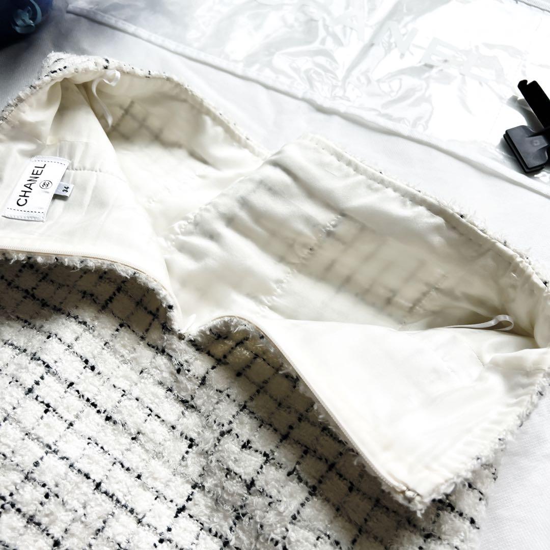 美品　CHANELシャネル　ツイード　2021 チェック　スパンコール　スカート