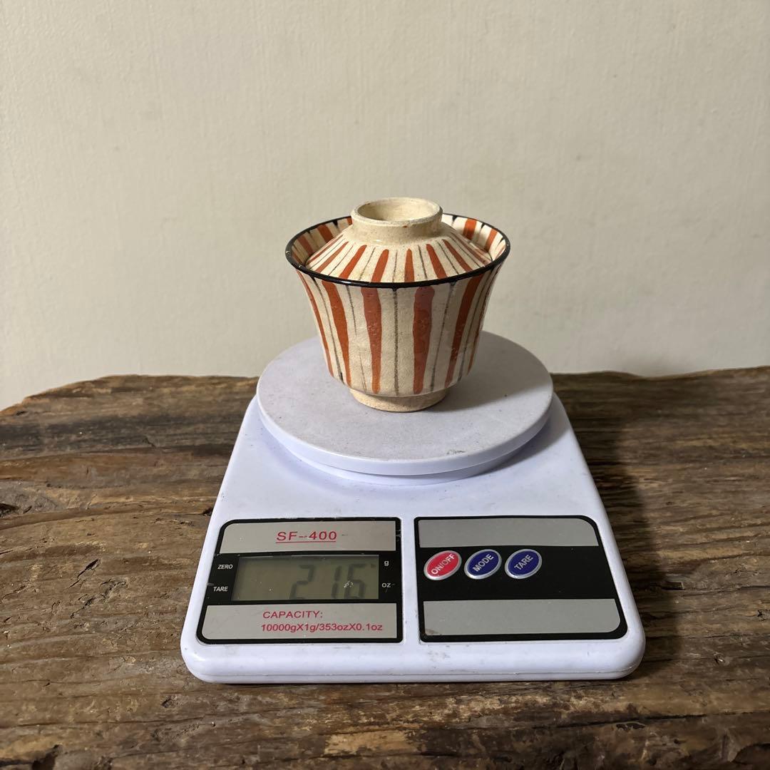 アンティーク　小ぶり麦藁手蓋付き向付　美濃　絵瀬戸　古美術　茶道具　懐石検:李朝