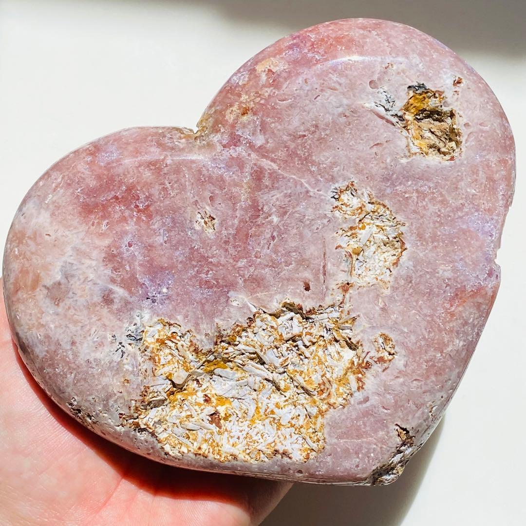 ★破格大特価【 ピンクアメジスト ドゥルージー ハート 原石 台座付き