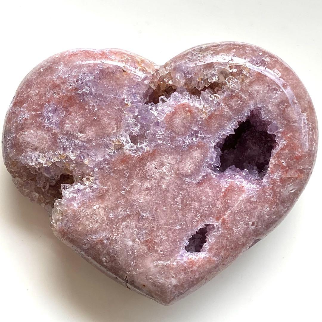 ★破格大特価【 ピンクアメジスト ドゥルージー ハート 原石 台座付き