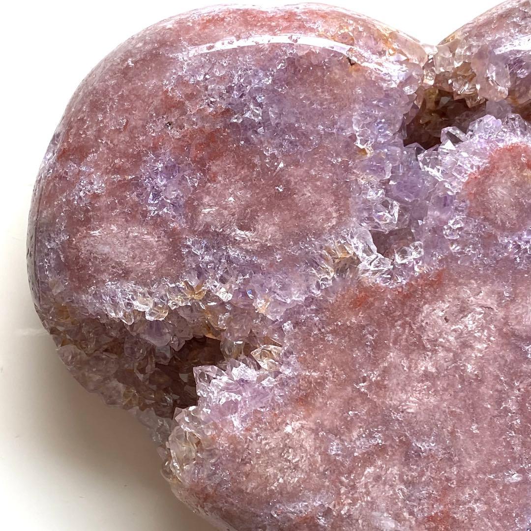 ★破格大特価【 ピンクアメジスト ドゥルージー ハート 原石 台座付き