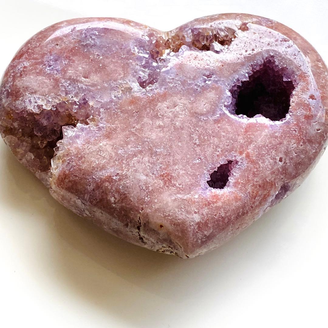 ★破格大特価【 ピンクアメジスト ドゥルージー ハート 原石 台座付き