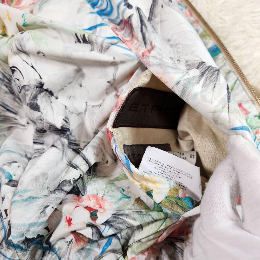 希少 4way エトロ ラムレザージャケット リバーシブル ベージュ・花柄 L