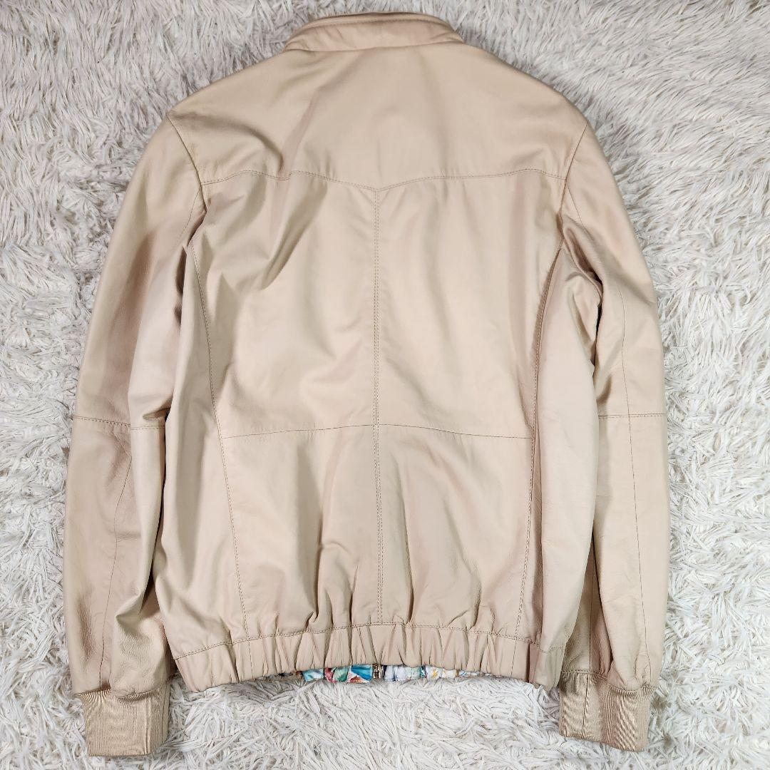 希少 4way エトロ ラムレザージャケット リバーシブル ベージュ・花柄 L