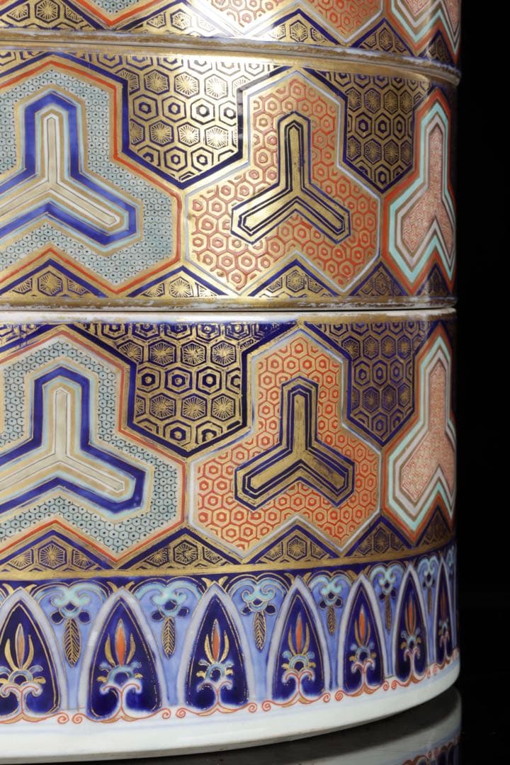 【希少古伊万里】金襴手龍文様三段重 重箱 豪華絢爛色絵金彩細工 古美術 骨董品