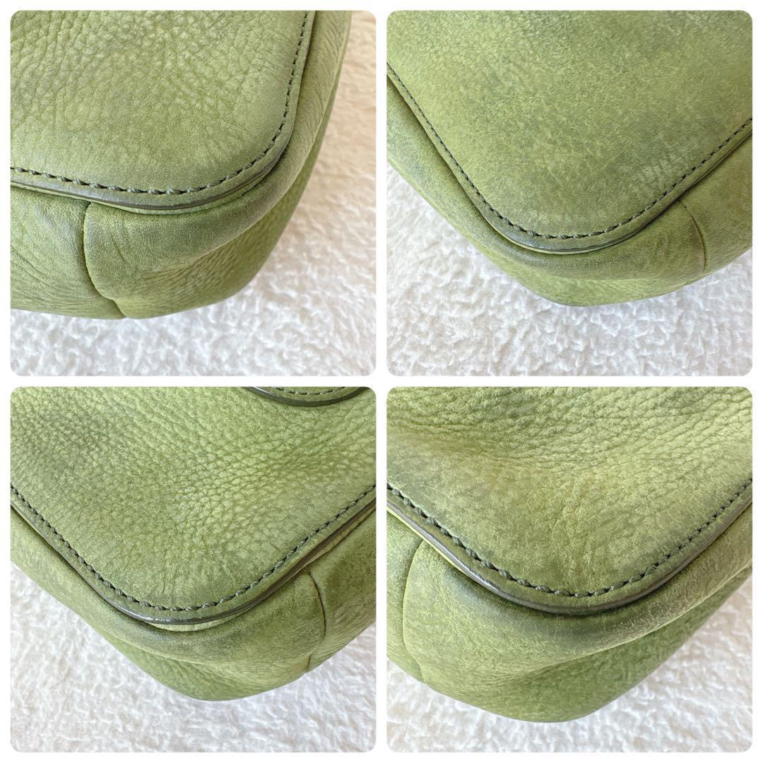 バッグ COACH shoulderbag green turnlock nubuck