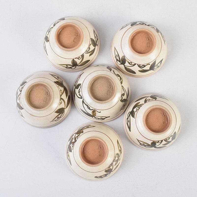 韓国人間国宝　李殷九　粉青刷毛目鐵彩茶碗　六客　共箱　V　R9132