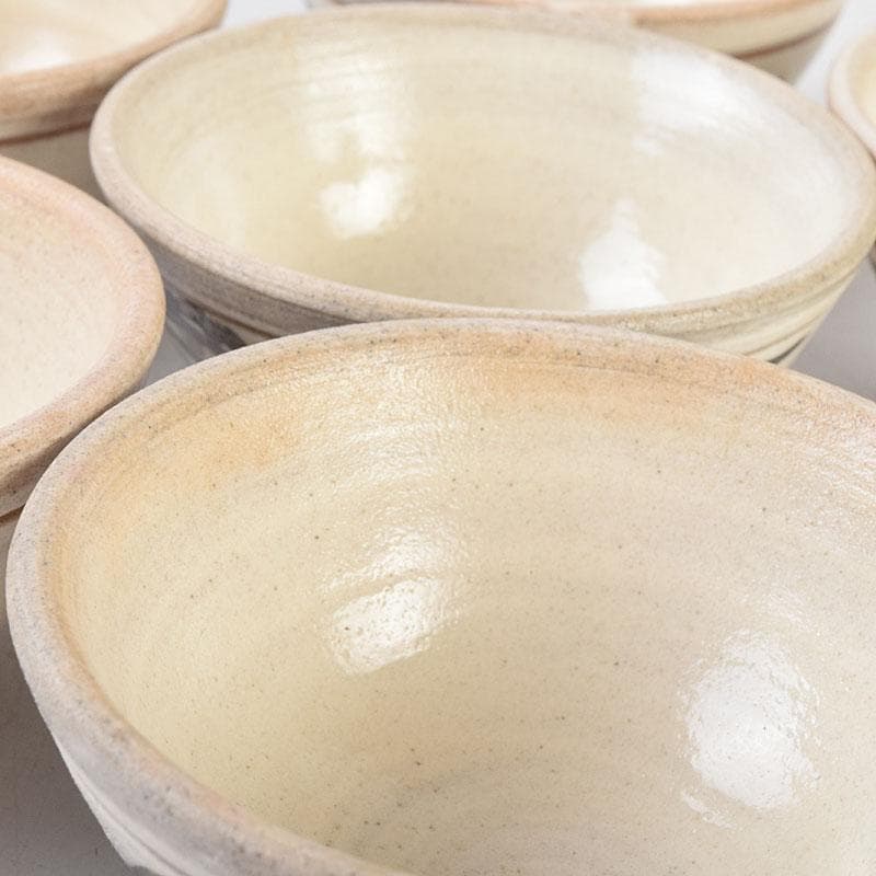 韓国人間国宝　李殷九　粉青刷毛目鐵彩茶碗　六客　共箱　V　R9132