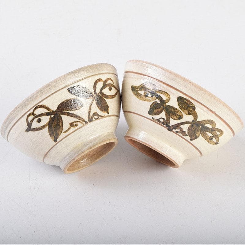 韓国人間国宝　李殷九　粉青刷毛目鐵彩茶碗　六客　共箱　V　R9132