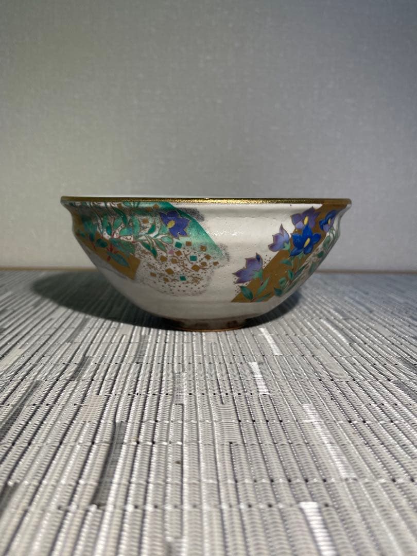 133桑野むつ子 京都 御所の花十二ヶ月【9月桔梗】抹茶椀・和陶皿 しおり付き