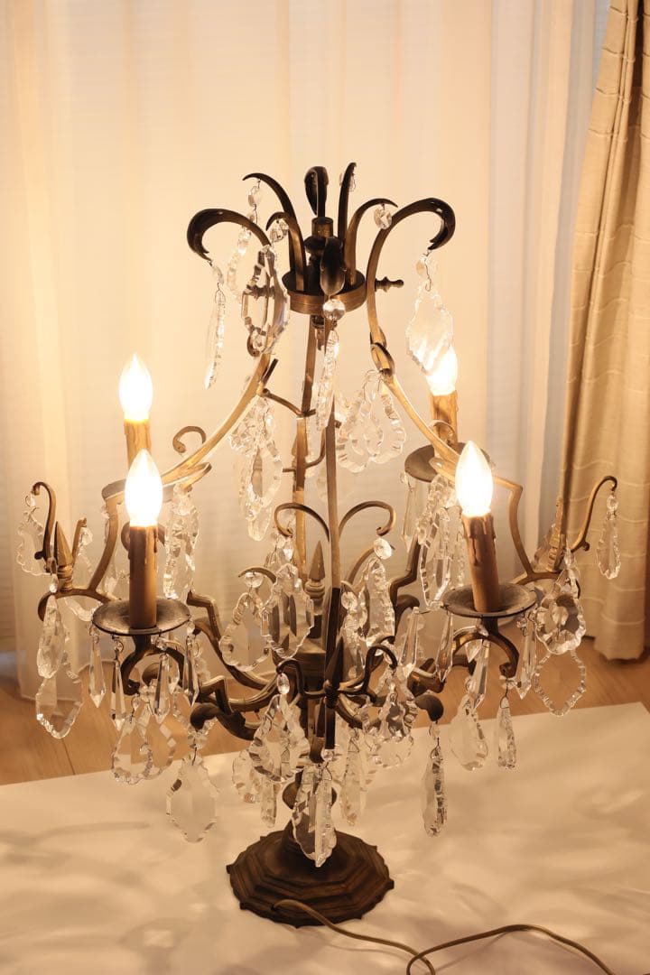 アンティーク　テーブルシャンデリア　4灯　ガラス