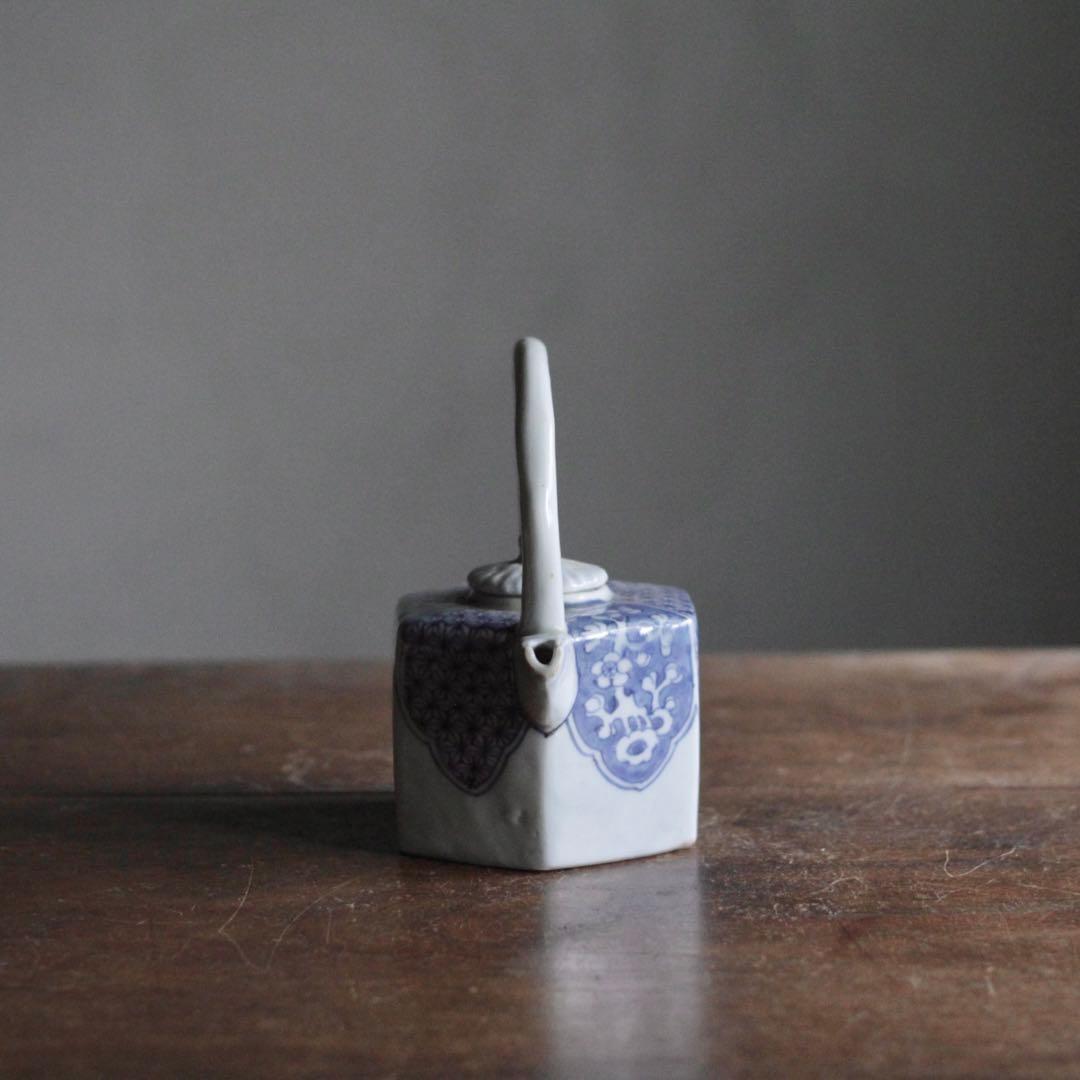 平戸焼 染付 面取 六角 水注 酒次 古美術 古道具 アンティーク 酒器