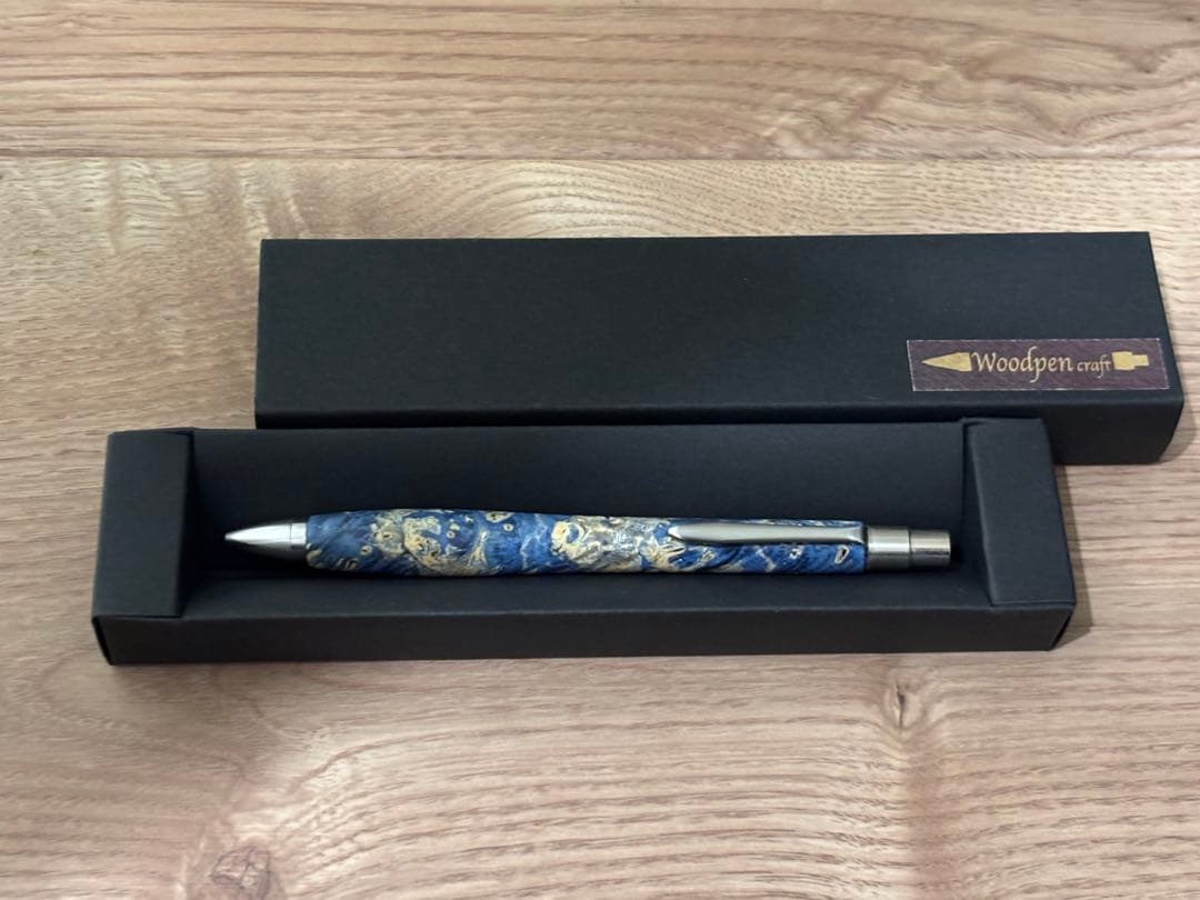 ウッドペンクラフト　ボールペン　ボックスエルダーバール スタビブルー