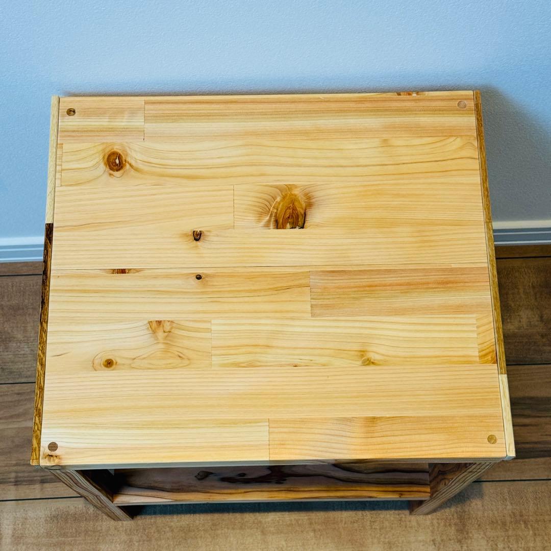 ナチュラルウッドサイドテーブル/天然木製/杉無垢材/桧材/北欧/プランターラック