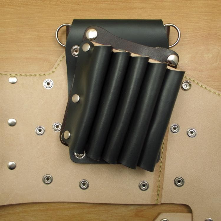 ダークグリーン＆焦げ茶　８丁差し　本革シザーケース　SCA-143/CGA