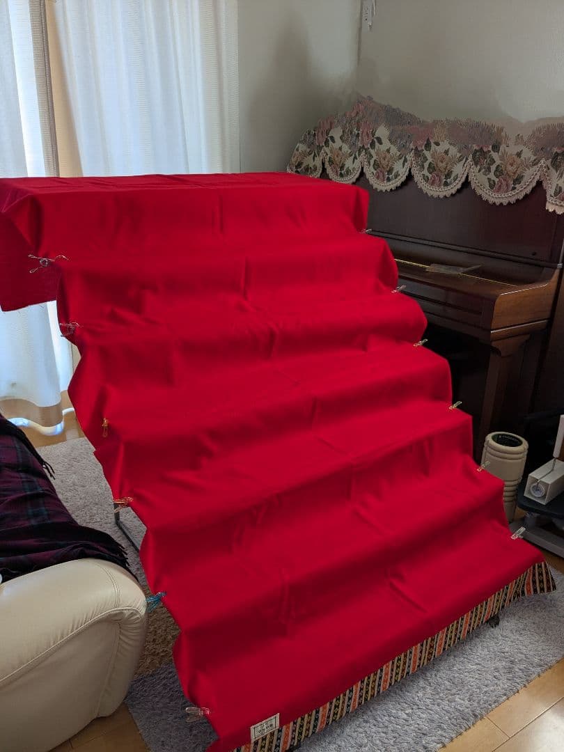 雛壇7段飾り　白色　35号　説明書あり　毛氈付き　毛せん