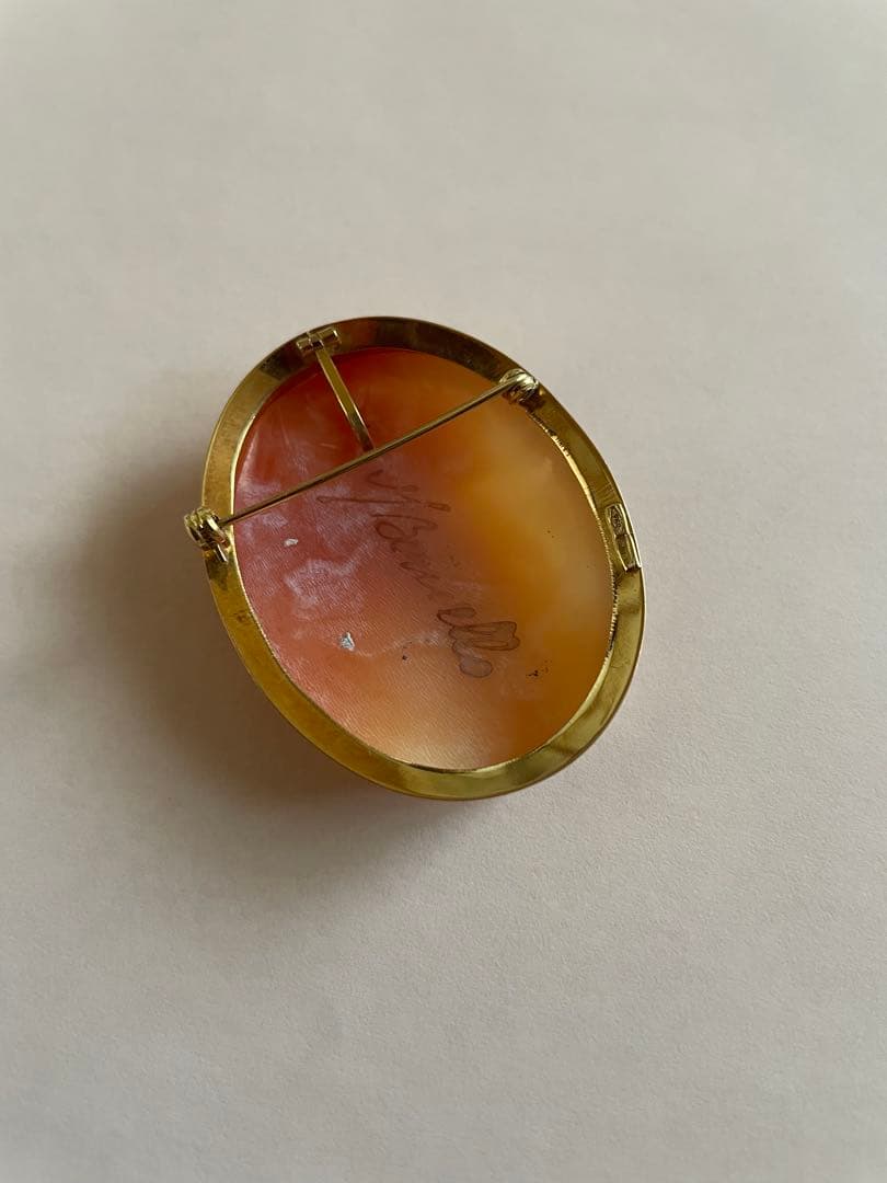 ヴィンテージ　シェルカメオ2wayペンダント18k