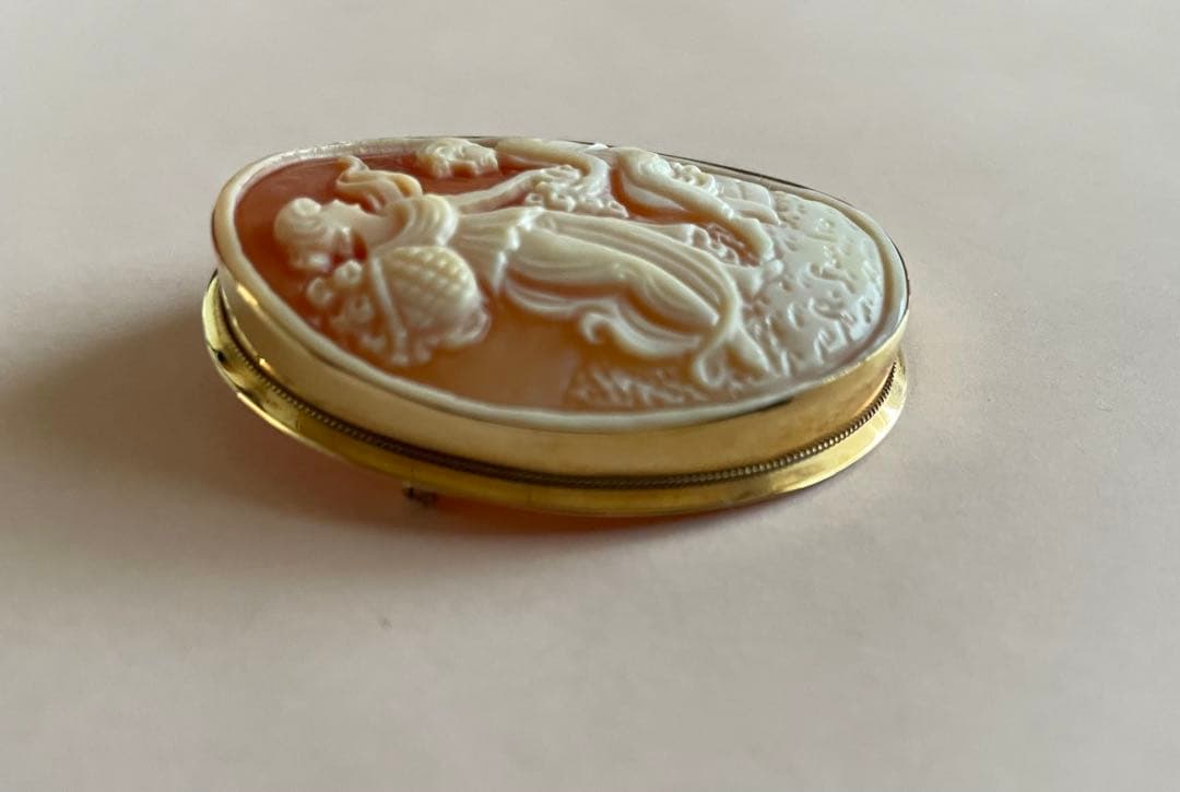 ヴィンテージ　シェルカメオ2wayペンダント18k