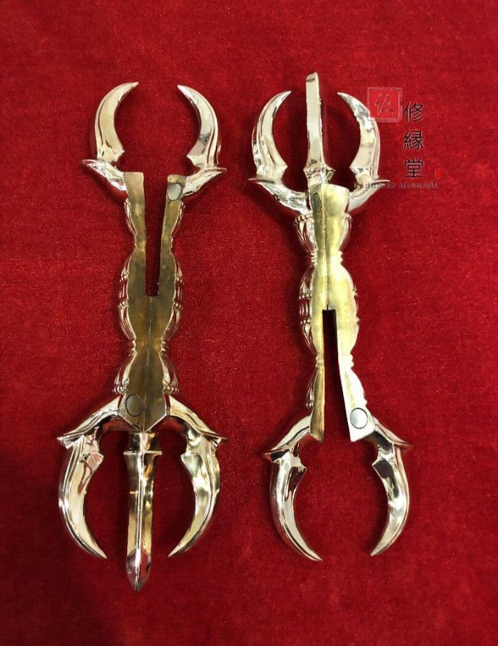 密教法具 人形五鈷杵 金剛杵 法器 寺院用仏具 真鍮製 23cm