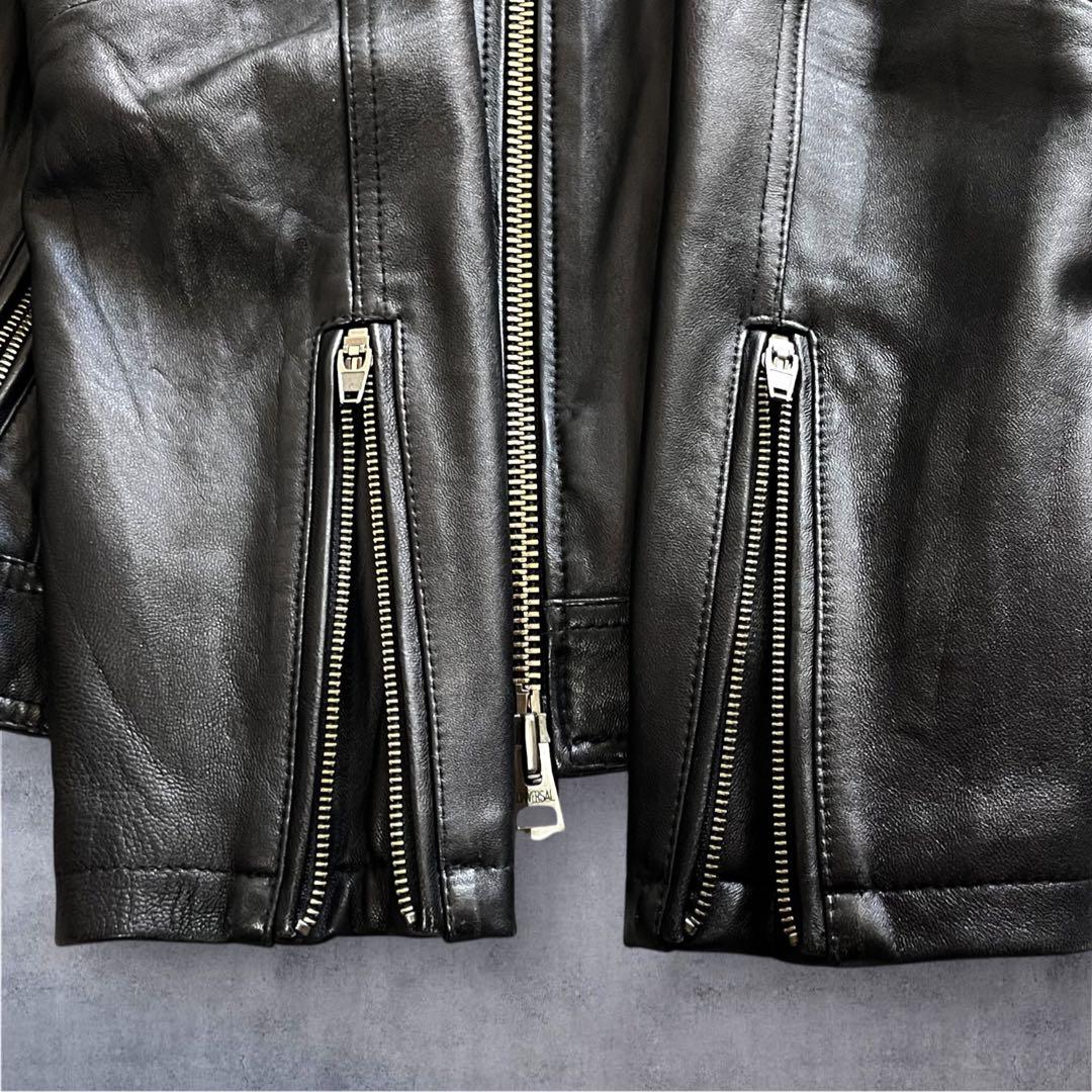 美品 ジャックローズ ライダースジャケット L シングル ラムレザー ブラック