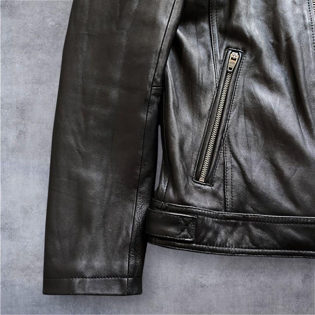 美品 ジャックローズ ライダースジャケット L シングル ラムレザー ブラック