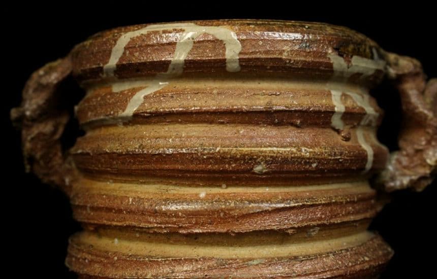 H*Y様 【古信楽焼】破袋　鬼の首　江戸時代 下駄底 耳付 水指 時代茶道具　桃