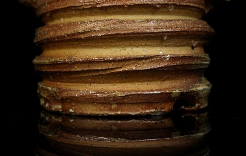 H*Y様 【古信楽焼】破袋　鬼の首　江戸時代 下駄底 耳付 水指 時代茶道具　桃