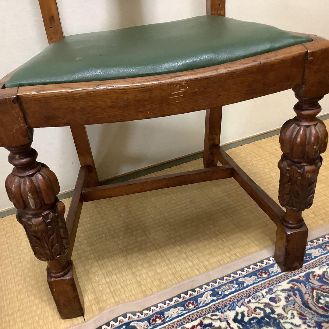 七仔panda 英国アンティーク 椅子 バルボス脚オーク材4脚　ジャンク品