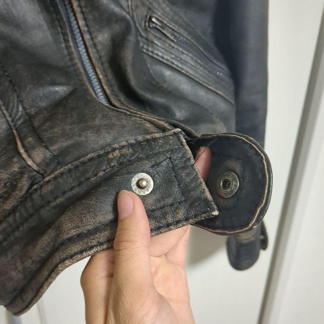 ジャケット・アウター archive faded single leather jacket