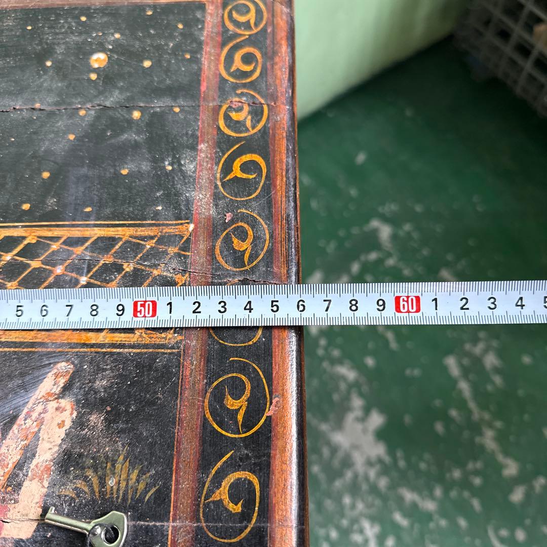 ★インド 手描き装飾の木製タンス キャビネット 家具 アンティーク 格安