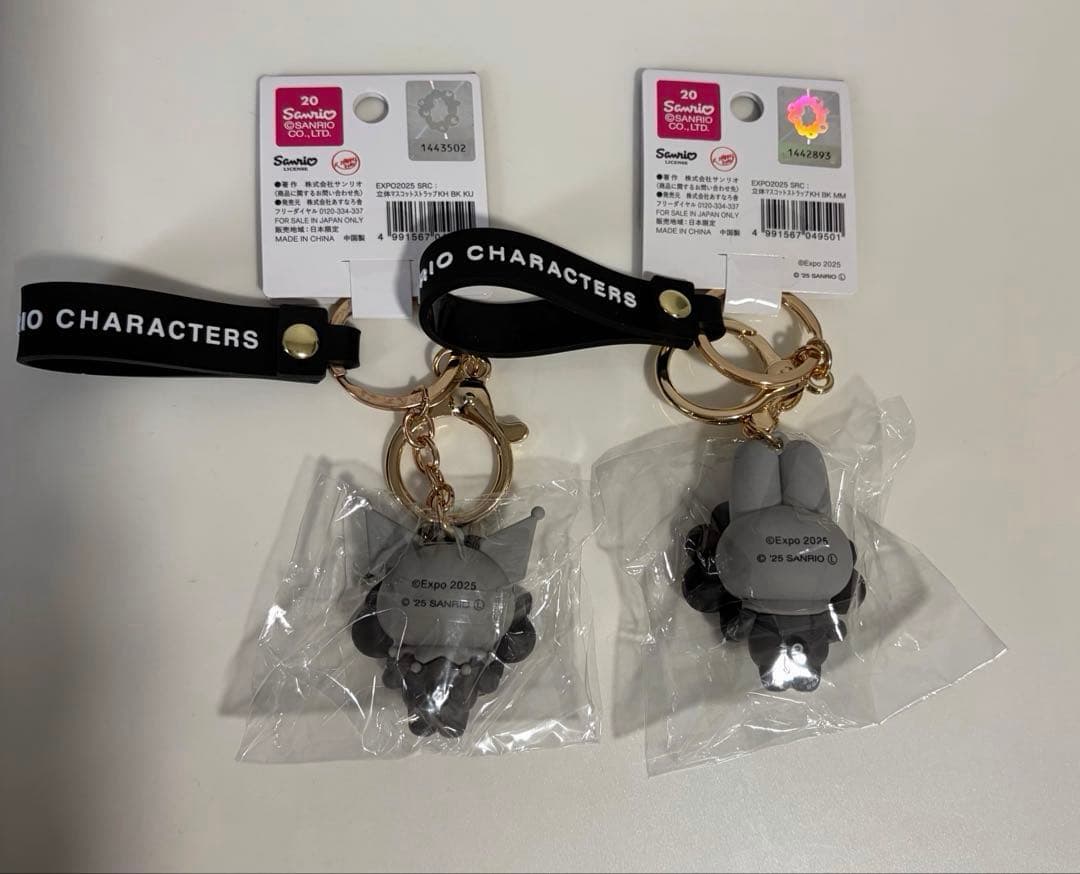 万博　サンリオ黒ミャクミャクなりきりキーホルダー　マイメロ・クロミ