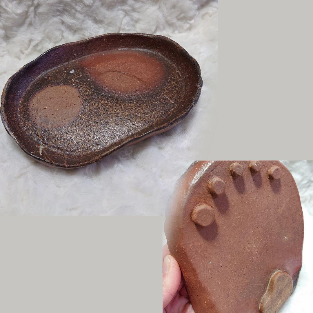 【2473】119..足プレート皿…備前焼