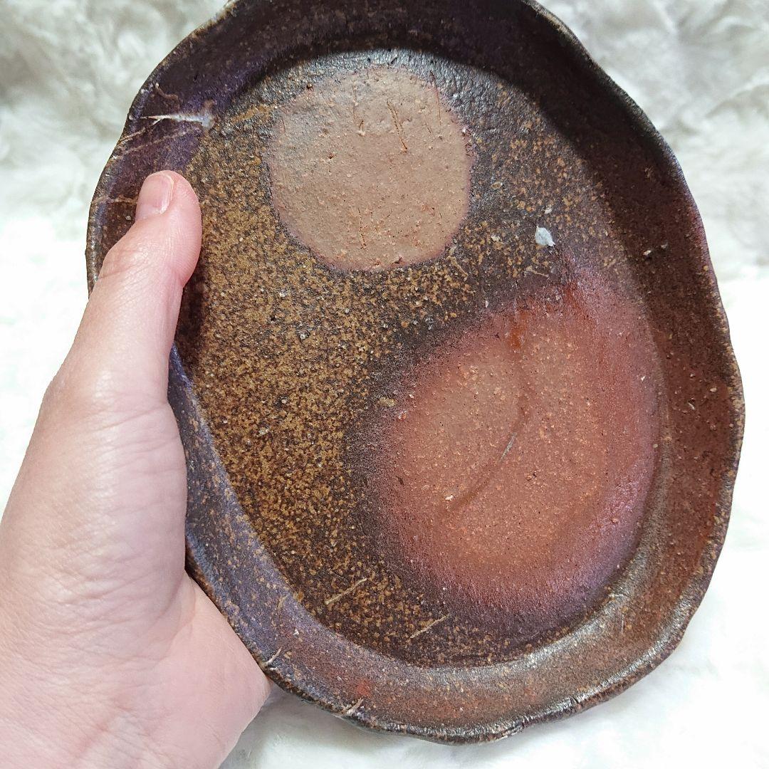 【2473】119..足プレート皿…備前焼