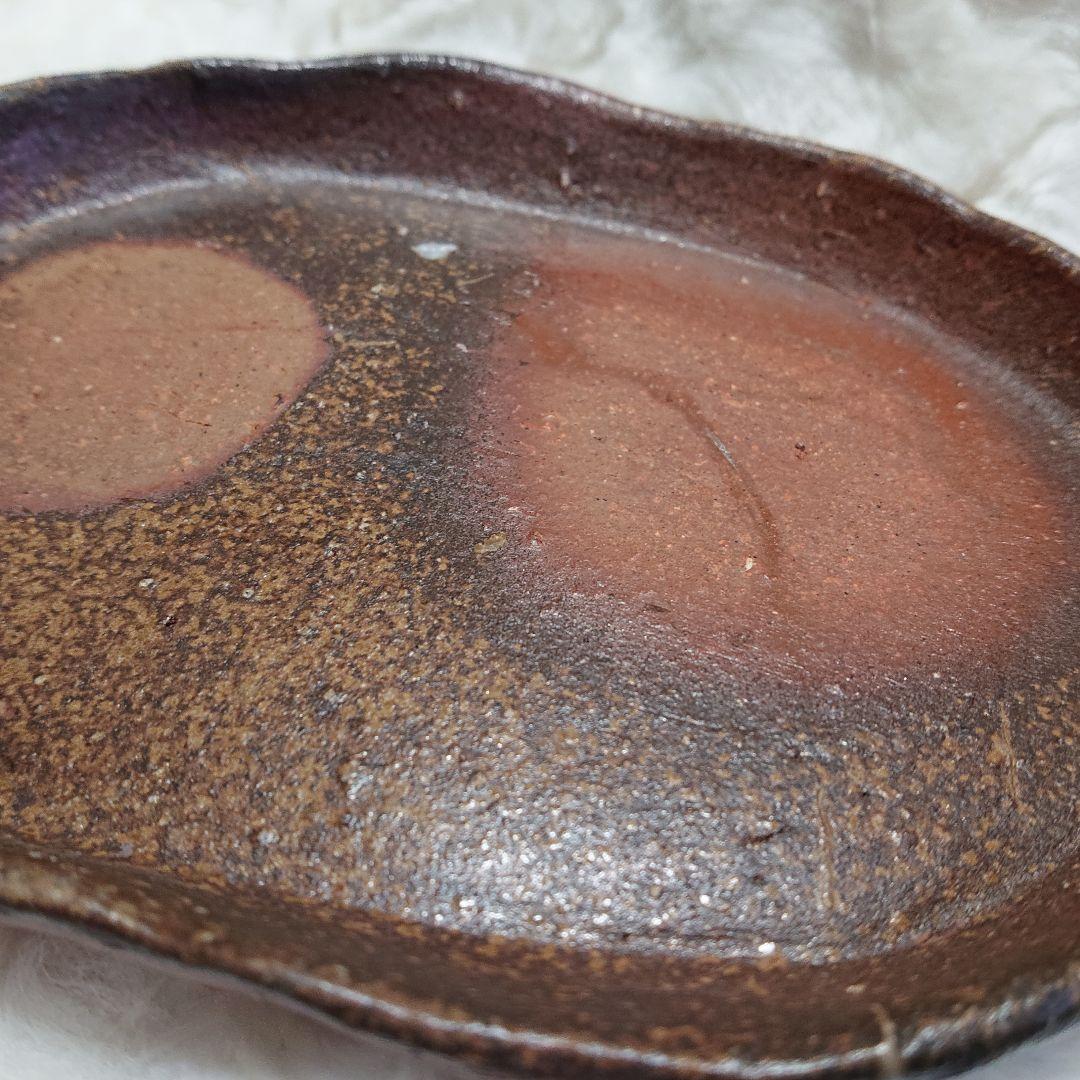 【2473】119..足プレート皿…備前焼