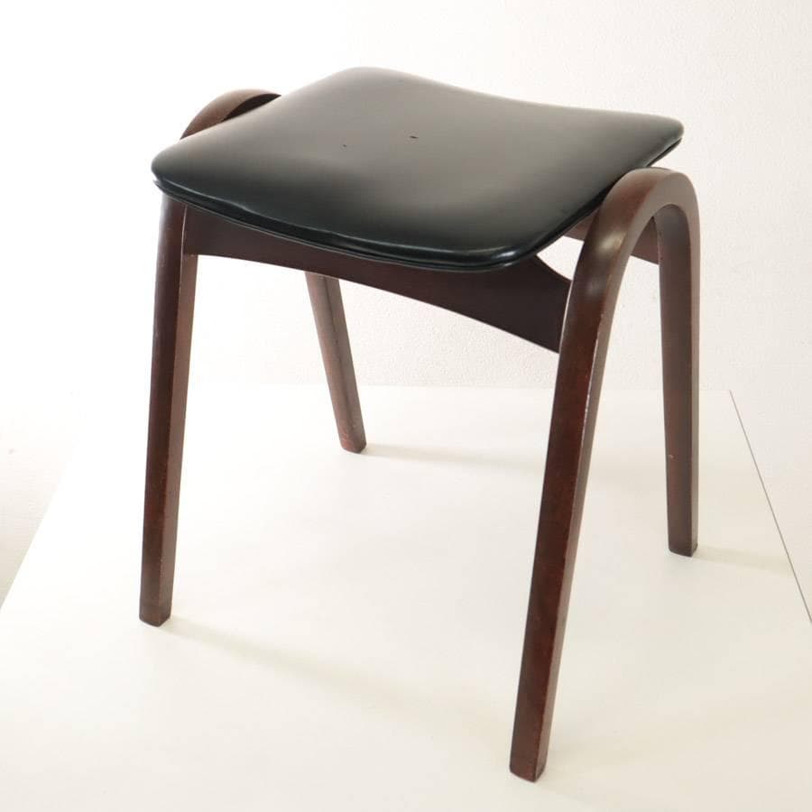 秋田木工 IDC大塚 No.202 剣持勇 スタッキングスツール 黒 PVC⑤