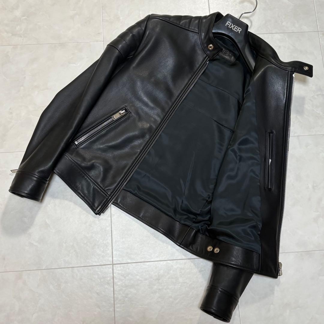 FIXER f-02 シングル ライダース ジャケット ブラック レザー 黒 2