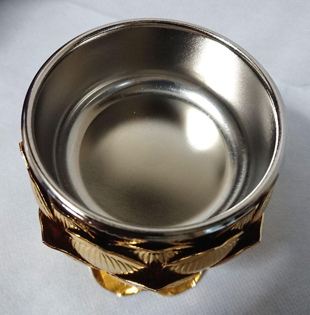 ✶金属工芸品✶香炉 蓮華型 真鍮製 金メッキ 仏具 国産 インテリア 小物入れ