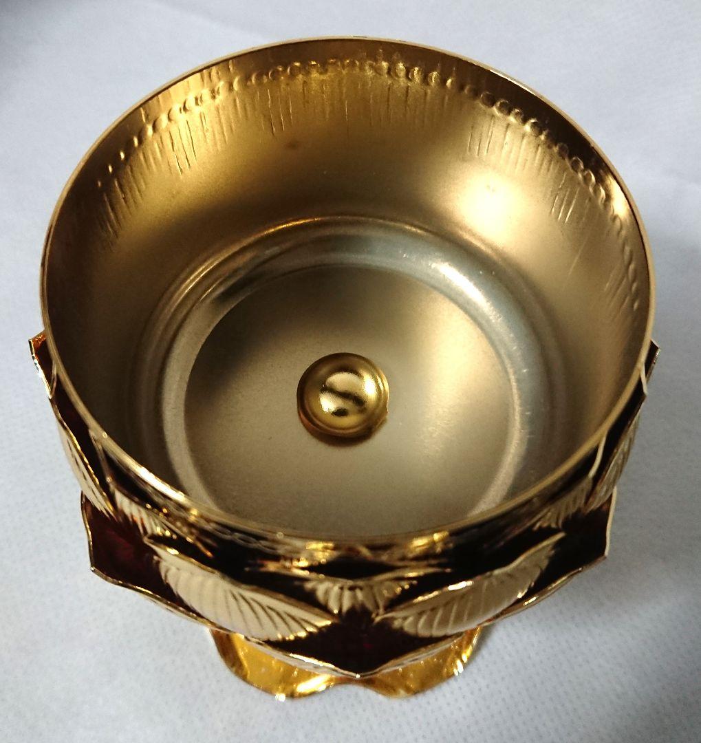 ✶金属工芸品✶香炉 蓮華型 真鍮製 金メッキ 仏具 国産 インテリア 小物入れ