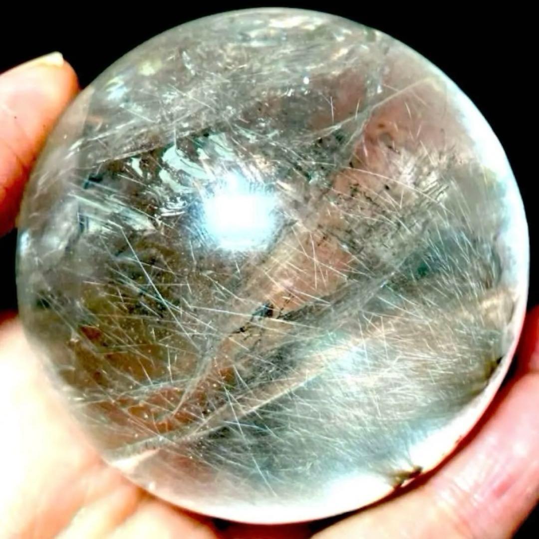 58mm ゴールドルチルクォーツ　丸玉　スフィア　金針水晶