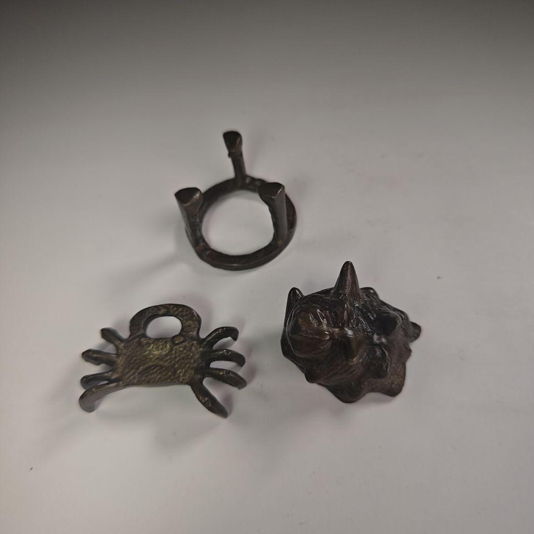 ウ304 七種蓋置『金谷浄雲作』『唐銅 七種蓋置　共箱』茶道具