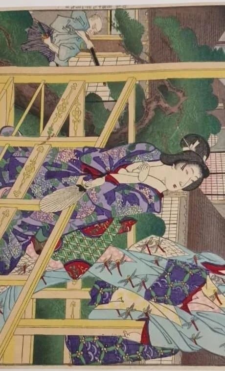 浮世絵版画、東繪畫夜競大久保彦左衛門、橋本周延（楊洲)画明治19年出版