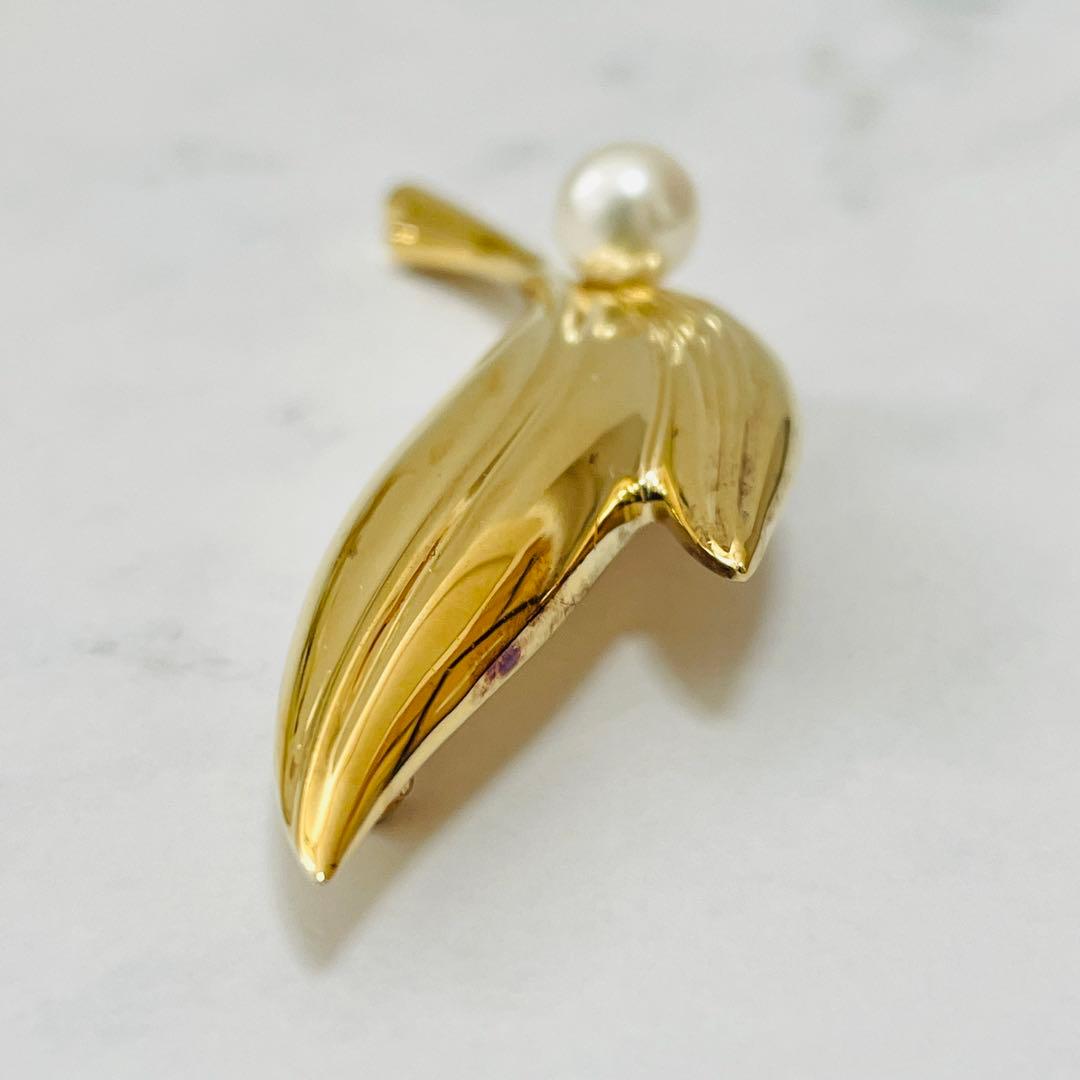 MIKIMOTO ミキモト 本真珠 パールブローチ ゴールドカラー