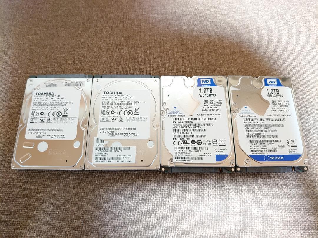 ✨使用時間短い✨4個セット✨HDD 大容量1TB✨2.5インチ✨12-06