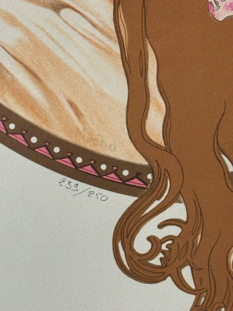 アルフォンス・ミュシャ　限定リトグラフ 代表作 ビザンチンヘッド　ブルネット