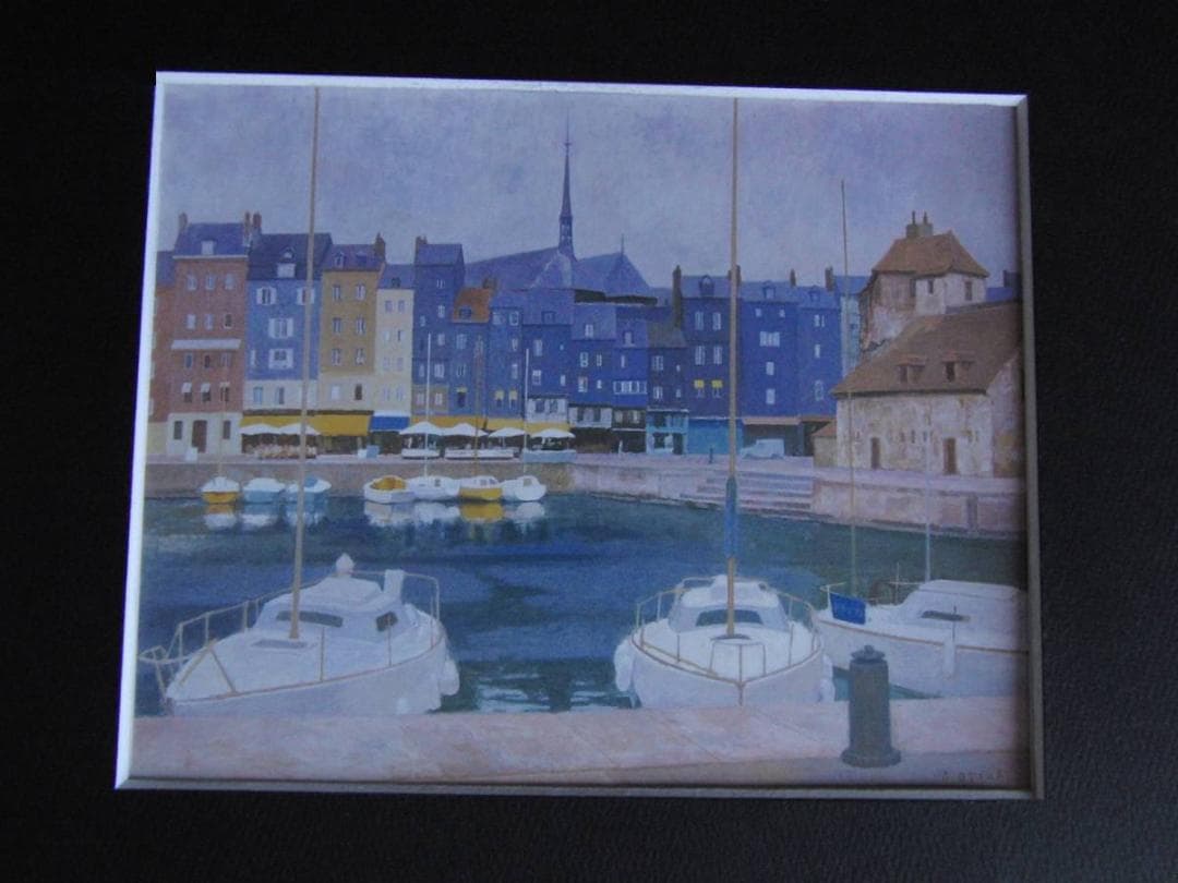 大附晋、【ノルマンディーの港町】、希少な額装用画集より