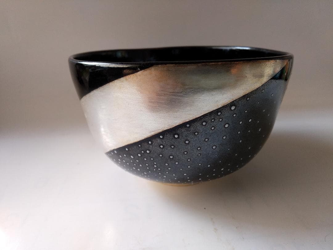 暁窯 岡田暁山 作 色絵鵲橋絵 抹茶碗 茶道具 茶碗 共箱 栞 新品 未使用