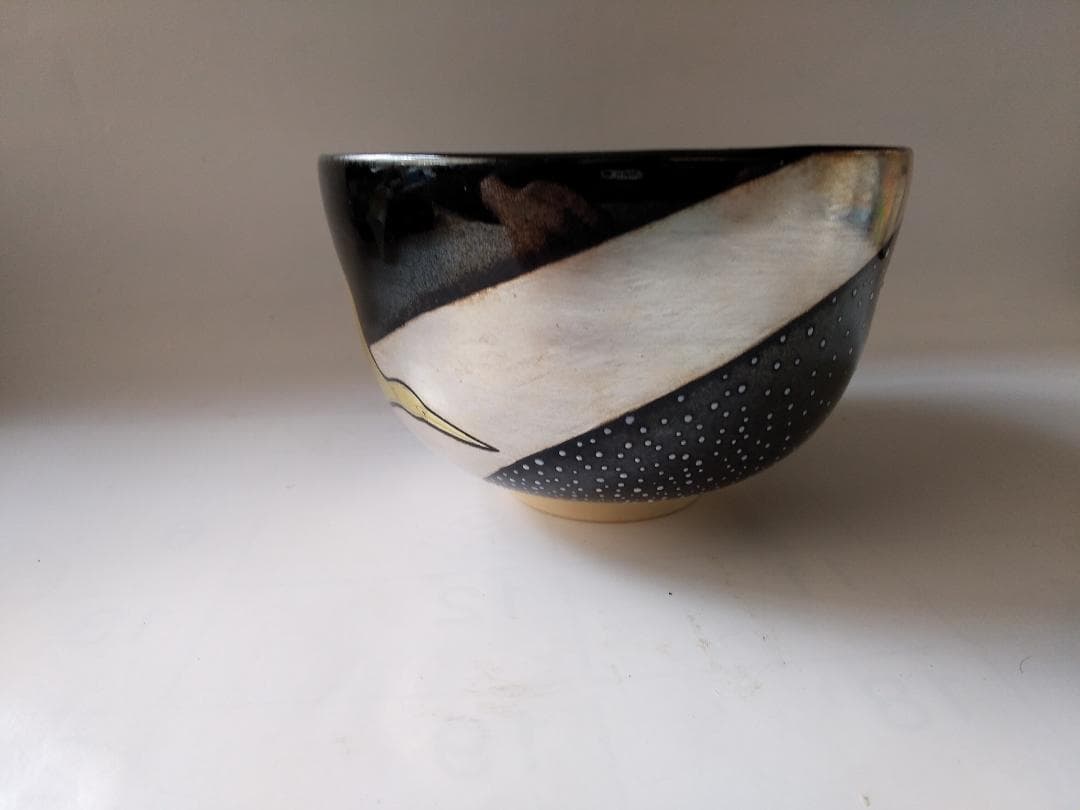 暁窯 岡田暁山 作 色絵鵲橋絵 抹茶碗 茶道具 茶碗 共箱 栞 新品 未使用