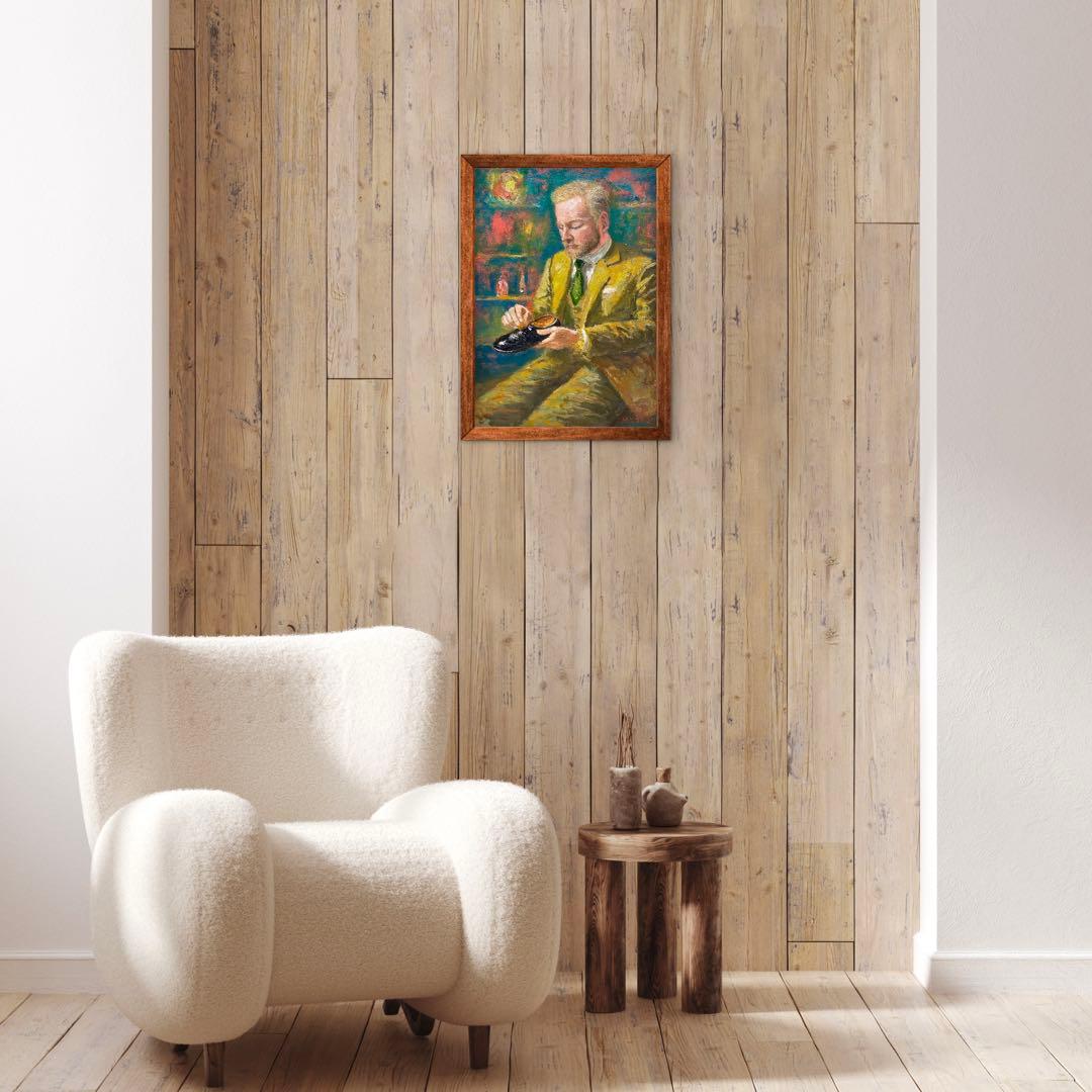 ソラーロスーツの靴磨き職人 F4 油彩画 人物画