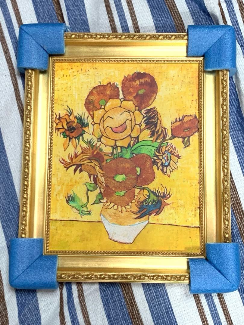 未使用　ゴッホ　キマワリ　キャンバスアート　金枠　Sサイズ