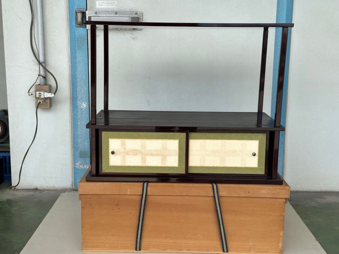 a454 送料無料 組立式 木製 紹鴎棚 塗師 八木祥雅作 漆器 共箱